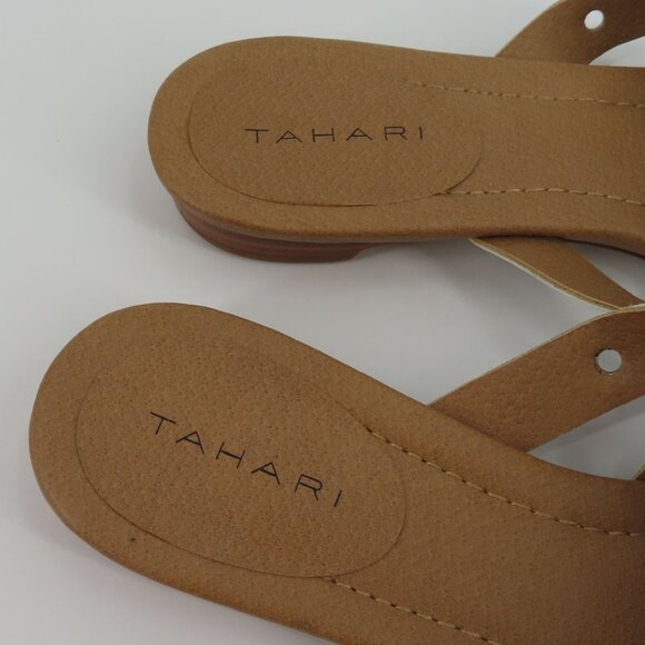 Tahari Drive Womens 10 Faux Leather Metallic Silver Grommet Strappy Sandal Flats - Picture 8 of 12